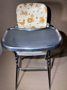 Vintage Cosco Metal Atomic Zoo Animals Highchair Mcm High Chair Missing Spaces