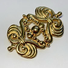 Vintage Los Castillo Ornate Gold Tone Taxco Pin Brooch