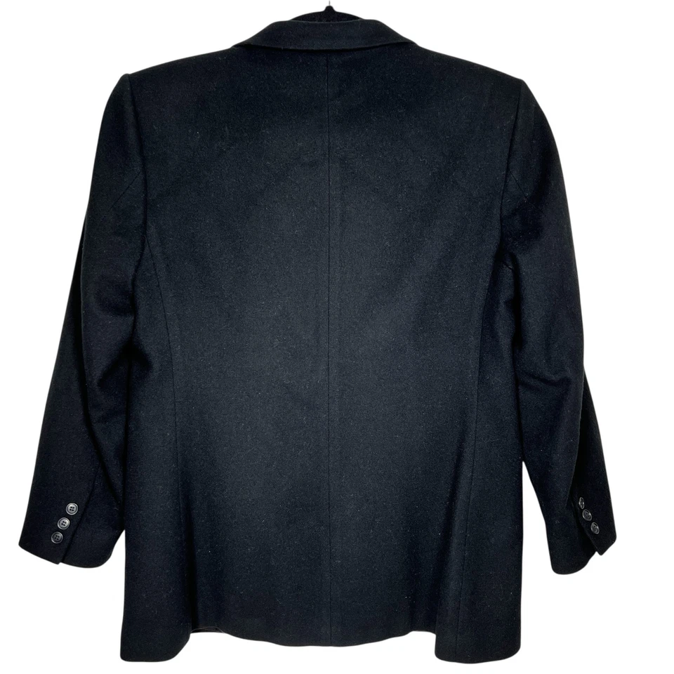 L.L. Bean Womens Black Single Breasted Slim Fit Diagonal Suit Blazer Size 14 - Image 2 of 4