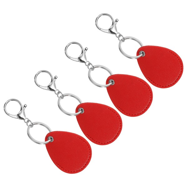 Leder SchlüSselanhäNger, 4Er Pack Pu Leder Mit SchlüSselringen, Rot-image