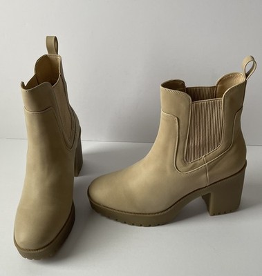 New Chinese Laundry Good Day Nubuck Boot Nude Chunky heel Platform size 9