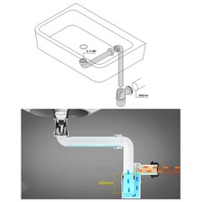Rotatable Sink Waste Trap Space Saving Design Prevents Backflow and Clogging