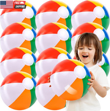 12-Pack 12 Beach Balls - Bulk Classic Beachball Inflatable Swimming Pool Toys f