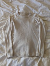 Lululemon Sit In Lotus Merino Wool Sweater Pullover Crew Sz 2 Thumb Holes Ivory