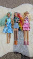 BARBIE Doll Bundle Modern Long Rainbow Green Hair Mattel In Outfits Clothes 