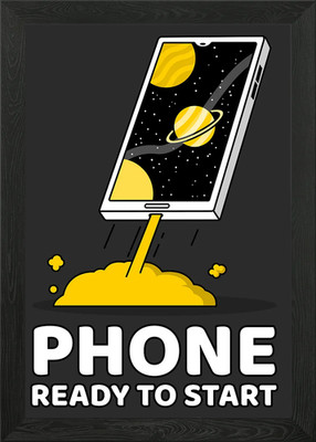 Smartphone fliegt ins All gerahmtes Wandbild Poster Leinwandbild Bild