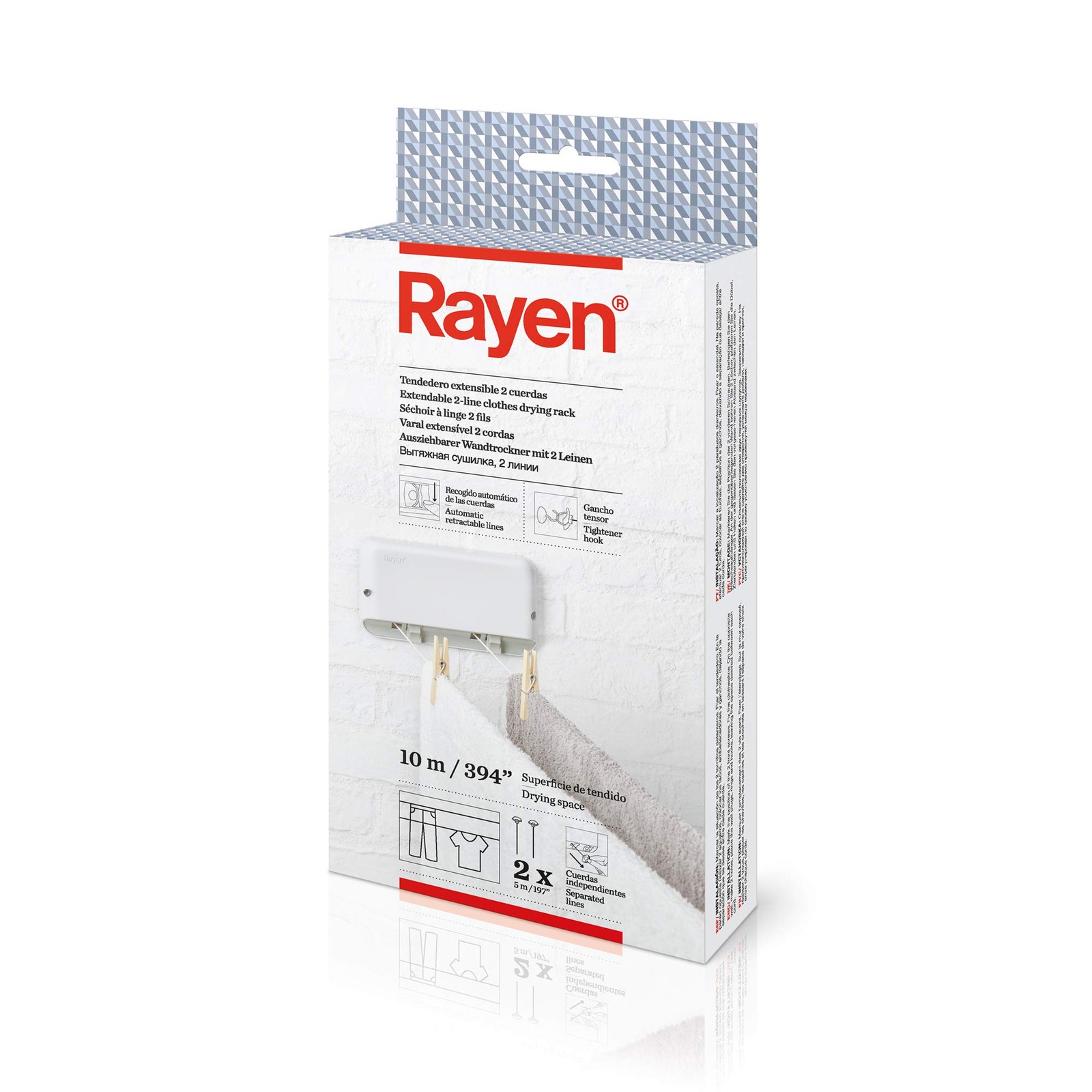 Stendibiancheria Retrattile Rayen 2 Fili | Design Salvaspazio Parete