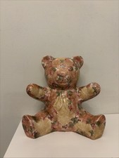 Vintage Park Rose Pottery Pink Floral Teddy Bear Sitting Figurine 20cm 8”