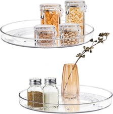 2 Pack Lazy Susan Organizer, 10.6" Clear Lazy Susan Turntable for Kitchen Cab...