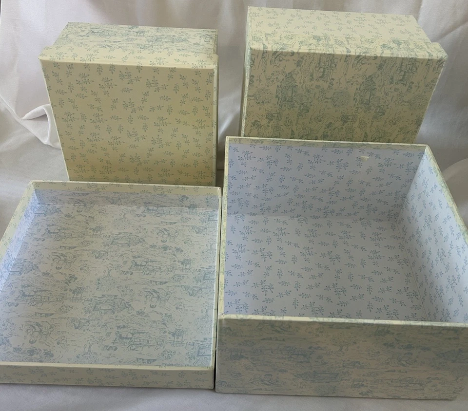 De Colección 3 Cajas Anidación Amy Coe Hush-A-Bye Azul Bebé Niño Almacenamiento Guardería Ducha Regalo Foto 3 de 4