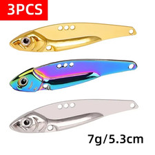 3PCS Spinner Spoon Metal Jig Bait 7G-25G VIB Sinking Blade Spinning Treble Hook