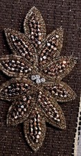 Women Rhinestones Sequin Embellished Lg Flower Hair Accessories Barrette 5.5X3"
