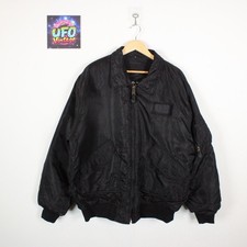 Vintage MA-1 Type Bomber Jacket USAF Mens XL Black Military Flyers Pilot Zip Up