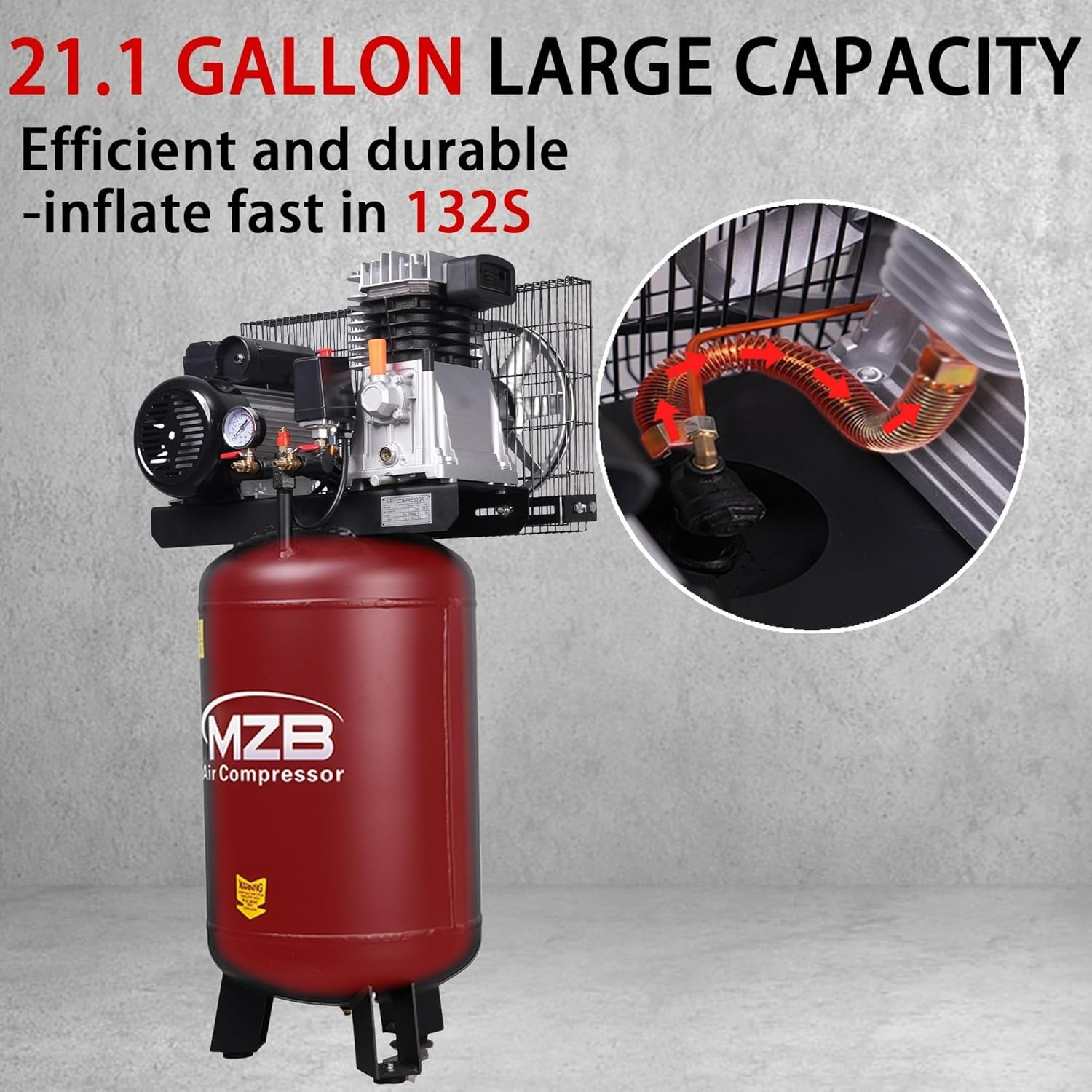 21.1 Gallon Ultra Quiet Air Compressor   with Wheels  Noise  for Auto Repair
