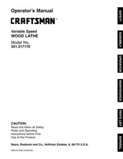 Owners Manual Sears Craftsman Variable Speed Wood Lathe -  Model 351.217170