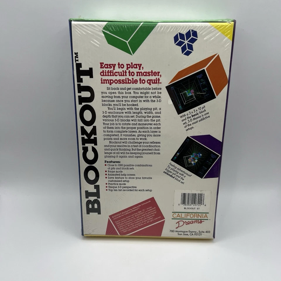 RARE Block Out / Blockout by California Dreams for Atari ST - NEW NOS NTSC - Image 2 of 4