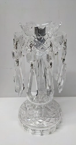 Read VTG Waterford Crystal Signed Clear Lismore Candelabra 10 Prism 10"
