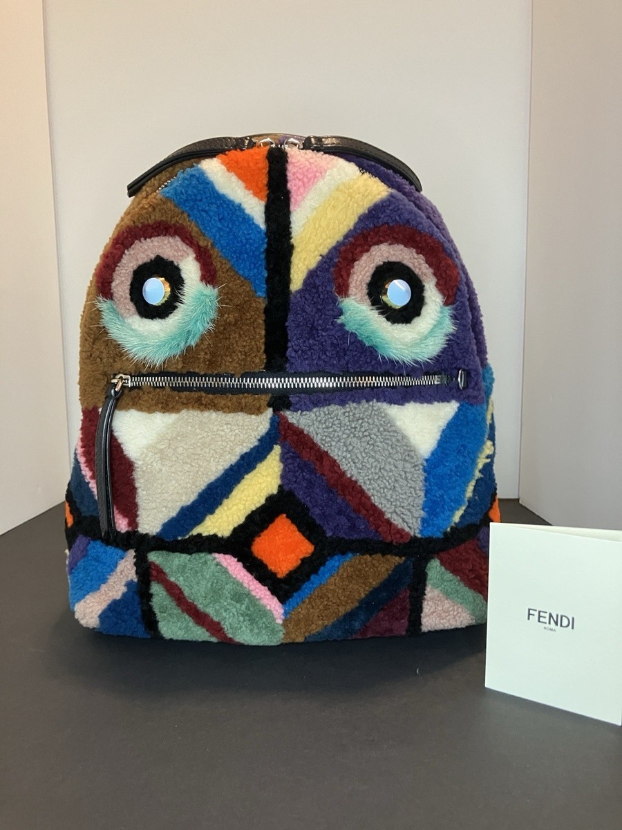 Fendi Bag Bugs Monster Eyes Mohawk Fur Nylon Backpack – Karl Lagerfeld Era (C1) Fendi monster bugs backpack - Gem main image 4