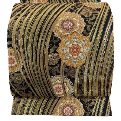Obi Good ConditionFUKURO OBI Excellent Chinese Flower Arabesque Gold Silver Thre