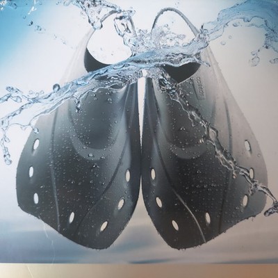 Speedo Adult Swim Training Fins Rubber, Short Blade, Open back, XL (13-15) black