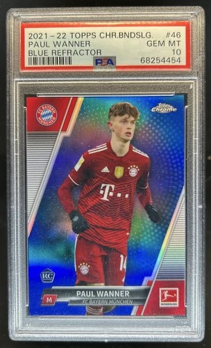 2021 Topps Chrome Bundesliga Paul Wanner RC Blue Refractor Rookie #/150 PSA 10
