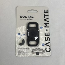 Case-Mate Dog Tag Holder for Apple AirTag Pet Collar Mount Black, New