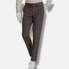 Tommy Hilfiger Men's Brown Plaid Stretch Modern Fit Dress Pants Size 34W 32L