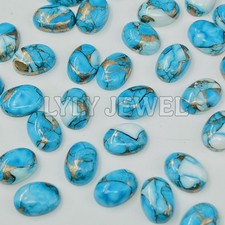  WHOLESALE ICE BLUE DAHLIA COPPER TURQUOISE CABOCHON OVAL SHAPE LOOSE GEMSTONE