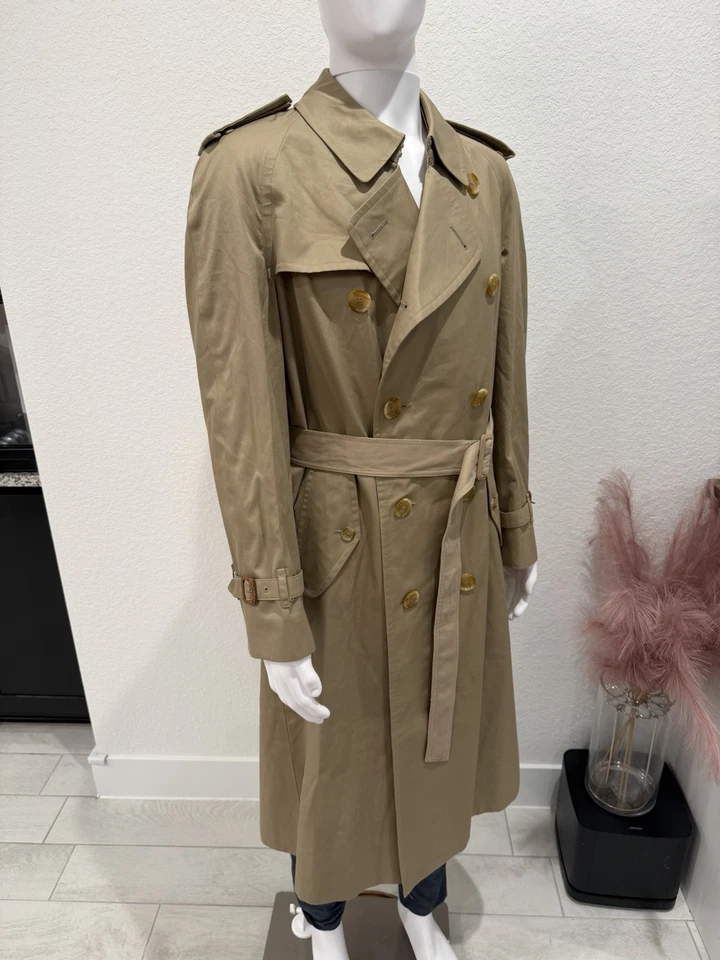 Gabardina vintage Burberry caqui con forro de lana extraíble para hombre talla 40R Foto 2 de 4