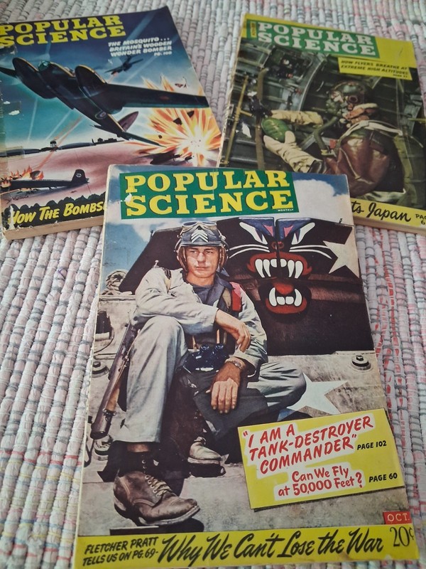 Vtg Popular Science Oct, Nov & Dec 1943 WW 11 Info. & Other Useful Information.