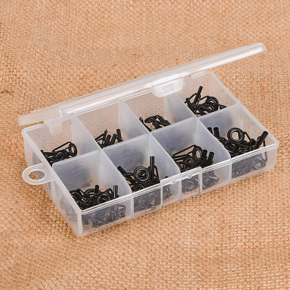 80PCS Ceramic Fishing Rod Guide Tips Top Eye Rings Line Repair Kit 8 Sizes Set - Image 2 of 4