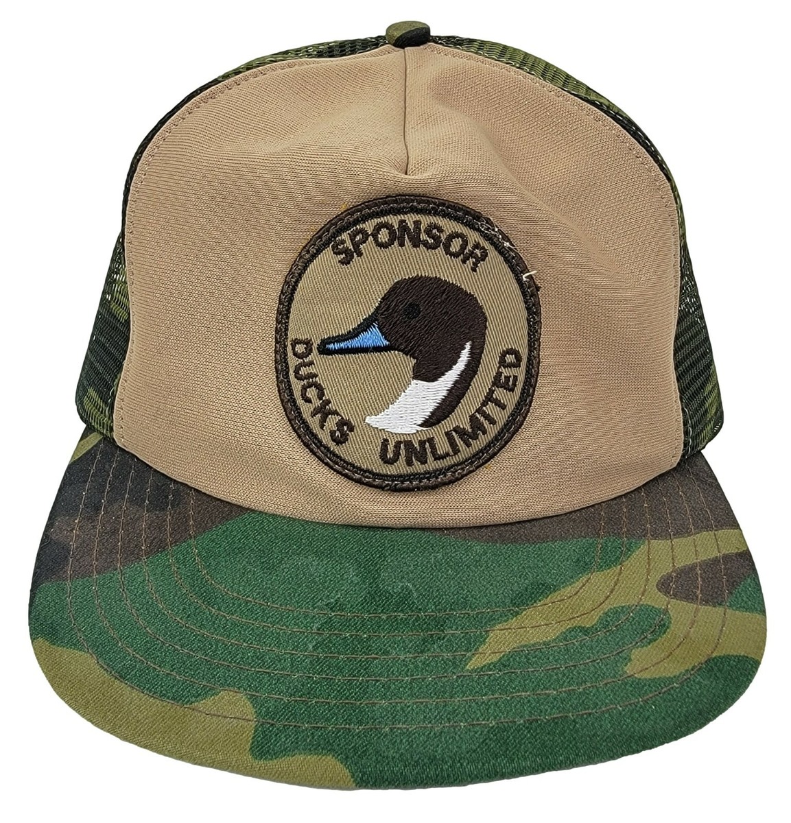 Ducks Unlimited Sponsor Hat Vintage Camo Trucker Snapback Hunting