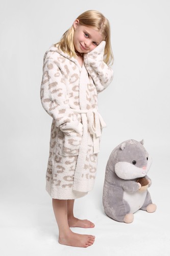 ComfyLuxe Children's Leopard Pattern Hooded Robe - Picture 4 of 21