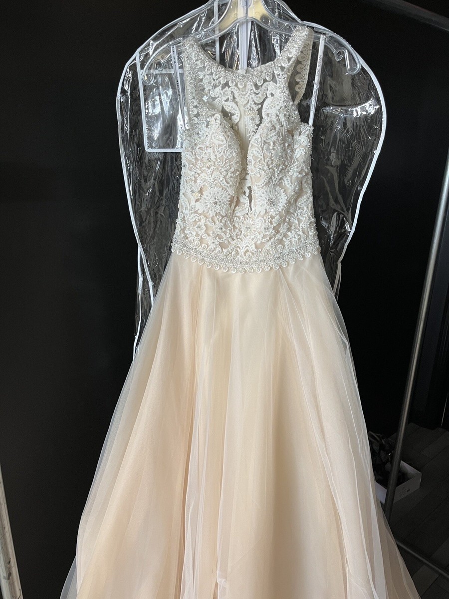 Madison James MJ352 gold iv. nude size 6 wedding dress $700 | eBay