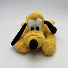 DISNEY PARKS PLUTO PLUSH STUFFED ANIMAL LAYING DOWN WITH GREEN COLLAR 11  EUC