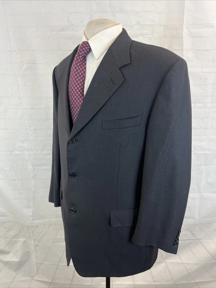 Canali Men's Dark Gray Black Striped Wool Suit 46R 38X28 $2,895 - Image 3 of 4