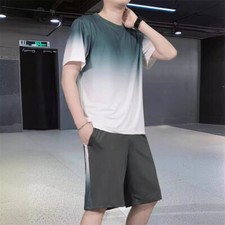 Men Summer Outfit 2-Piece Set Short Sleeve Shirt and Shorts Sweatsuit Set