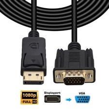 6 Feet Gold Plated DisplayPort DP Male to VGA Male Cable Cord Universal