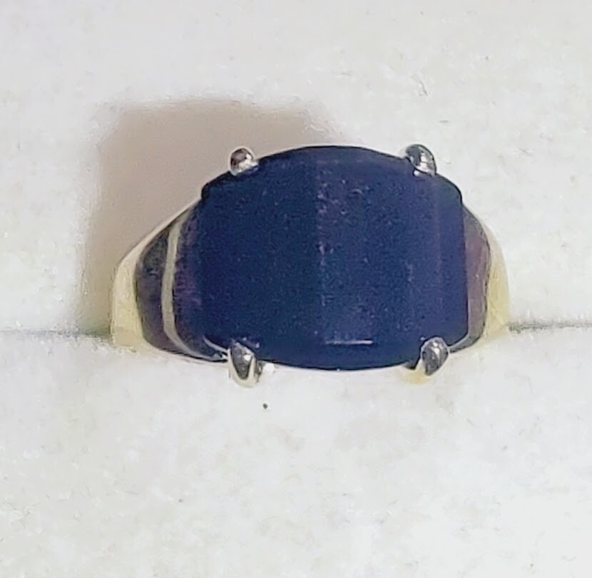 Onyx Solitaire  Ring 10k  Solid Yellow Gold Size … - image 1