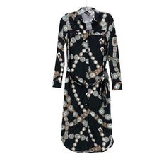 Lauren Ralph Lauren NWT Belt Print Jersey SHirt Dress Pearl Snap Belted XS