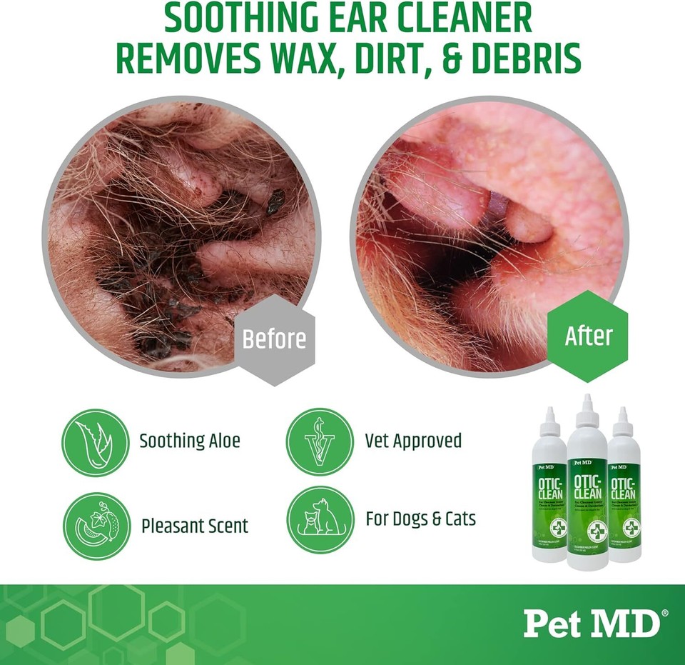 Pet MD Otic Clean Dog Ear Cleaner for Cats and Dogs Effective 8