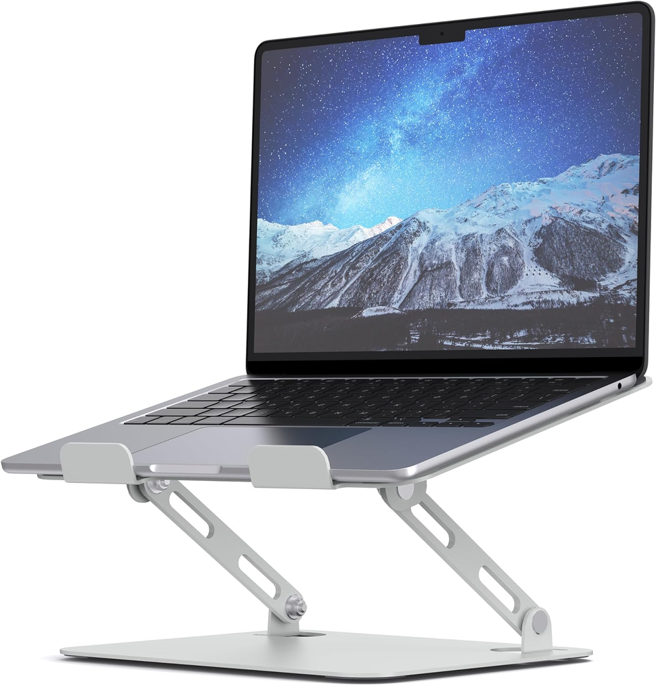 Adjustable Ergonomic Laptop Stand with Heavy Stable Base for Desks, Multi-Angle Height