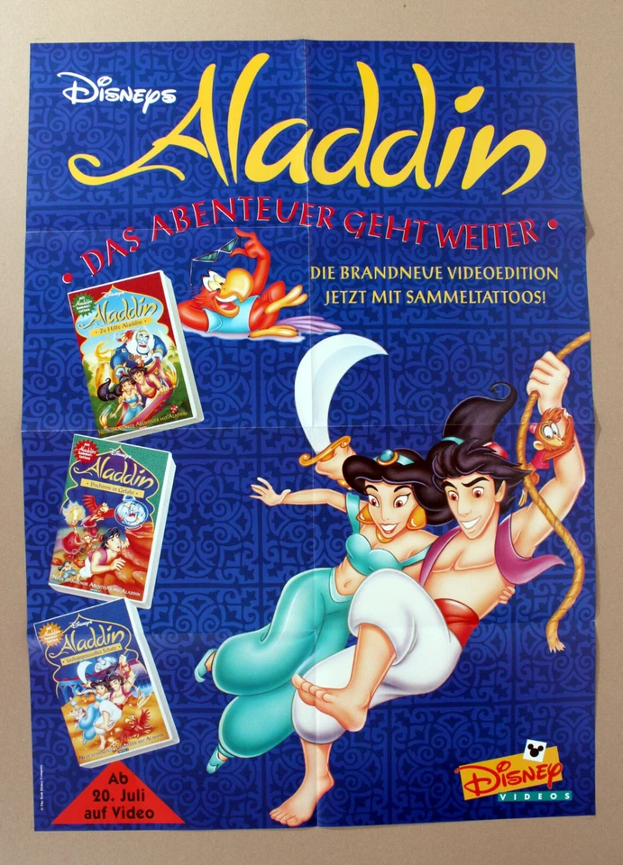 ALADDIN Walt Disney VIDEO-POSTER A1 84x60cm Motiv C German 1-Sheet PROMO-PLAKAT  - Bild 1 von 1
