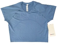 NWT☀️LULULEMON☀️SIZE  12☀️SWIFTLY TECH 2.0 CROPPED SHORT SLEEVE☀️BLUE WILLOW $68