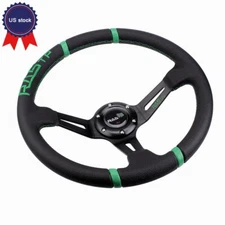 Green Deep Dish Drifting Sport Steering Wheel PVC Surface Racing 14inch RASTP US