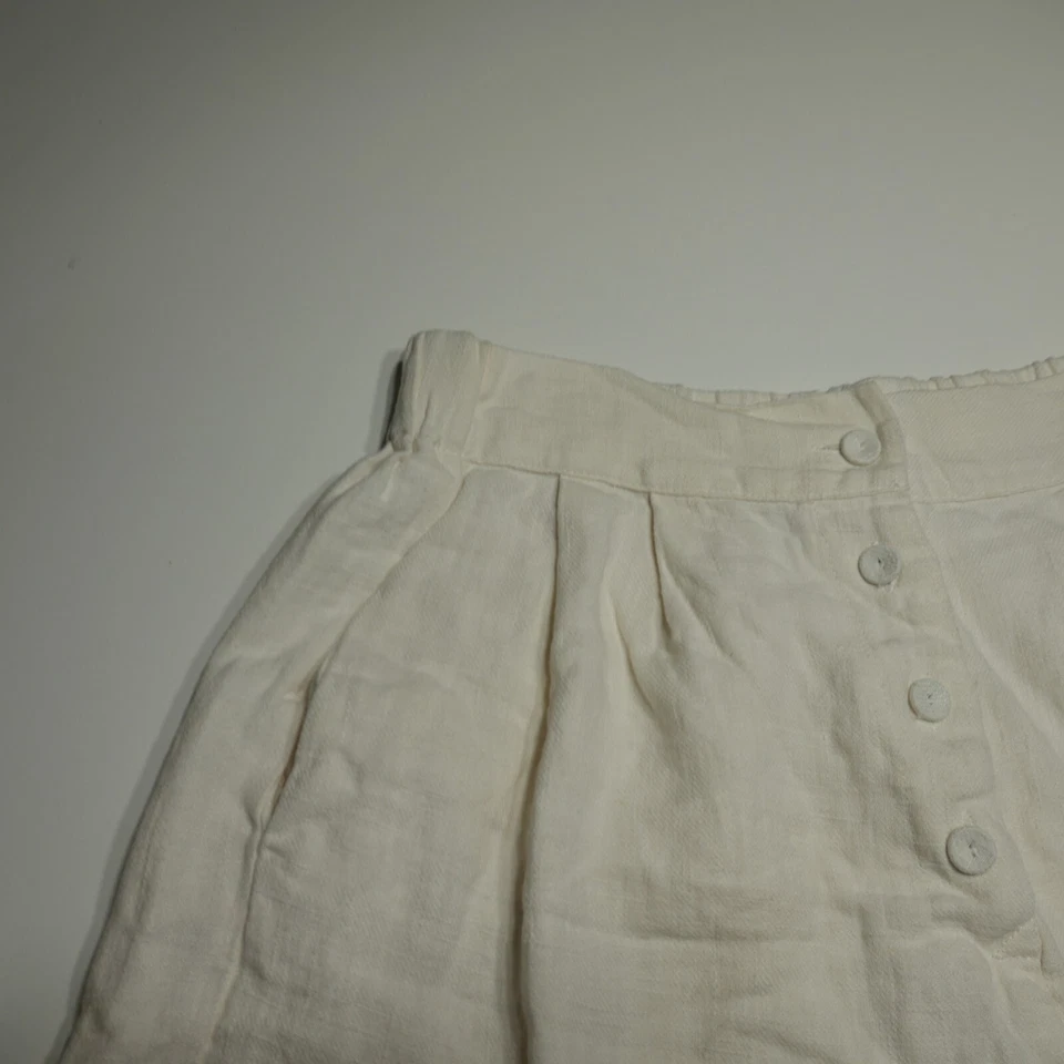 Pantalones Cortos Love Culture Talla Grande Blanco Lino Botón Mosca Cintura Alta Vacaciones de Verano Foto 2 de 4