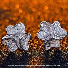 1.70Ct Lab Created VVS1 Diamond Flower Stud Earrings 14K White Gold Over
