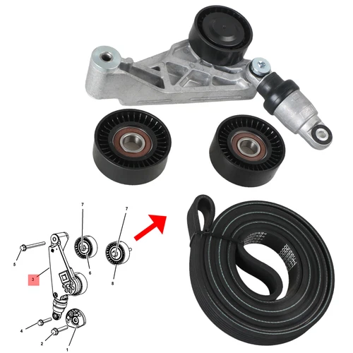 V-Ribbed Belt & Tensioner & Idler Pulley Kit for 2012-2018 JEEP Wrangler JK 3.6L - Picture 11 of 22