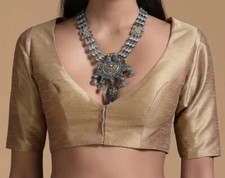 Designer Dupion silk V Neck  front open party wear /House wear Saree Blouse