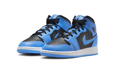 Nike Air Jordan 1 Mid Trainers Kids Womens Mens GS Sneakers Blue Black EU 38